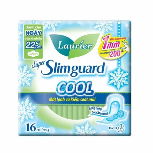 Băng Vệ Sinh Laurier Super Slimguard Cool Siêu Mỏng Có Cánh 16 Miếng