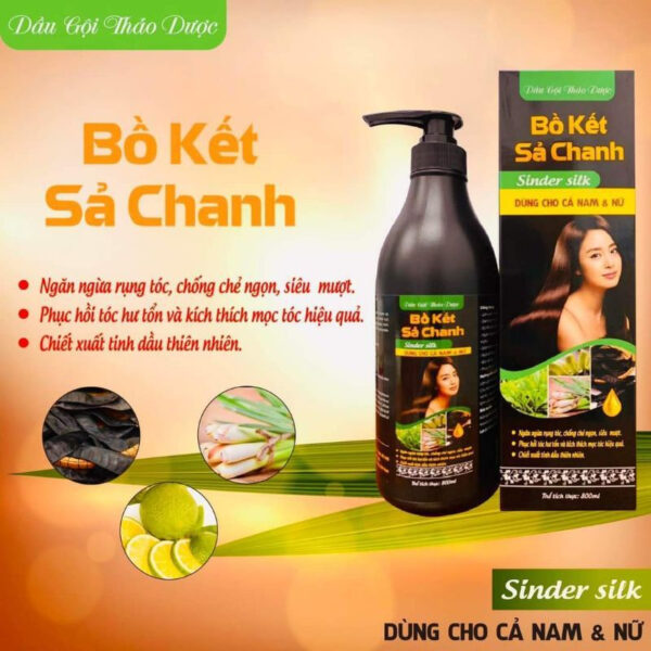 Dầu Gội Bồ Kết Sả Chanh Sinder Silk 800ML - Gội xả 2 trong 1