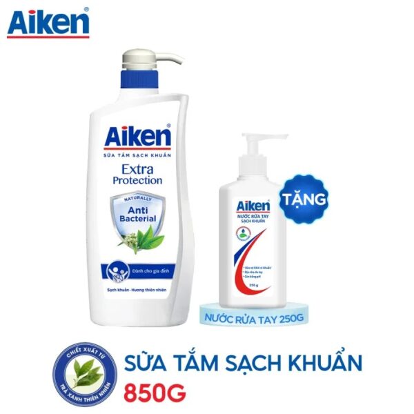 Sữa Tắm Sạch Khuẩn Chiết Xuất Trà Xanh 850g Tặng Kèm Nước Rửa Tay 250g