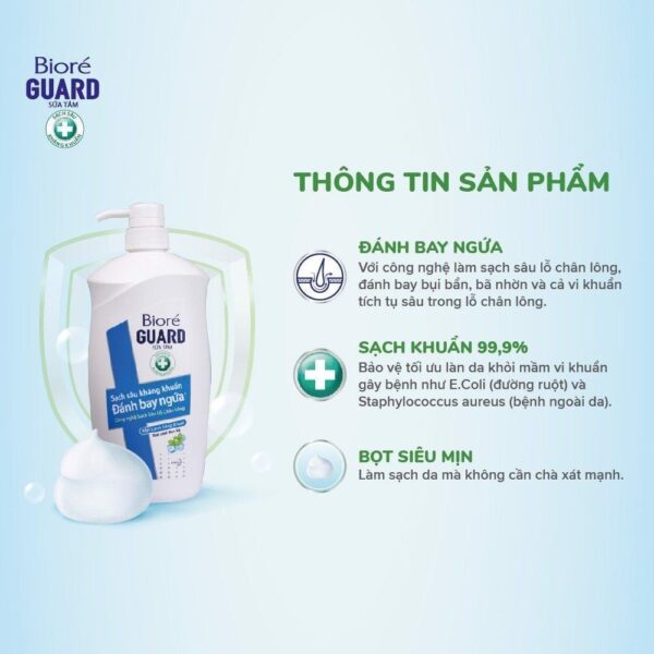 Sữa Tắm Biore Guard Kháng Khuẩn, Sạch Mịn, Thư Giãn 800ml Bạc Hà