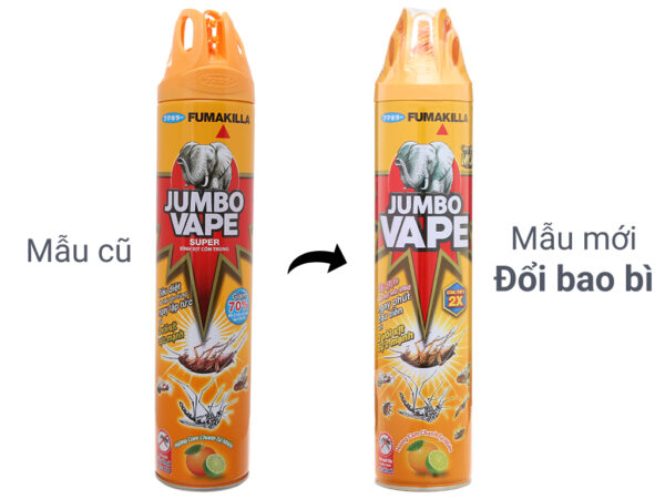 Bình Xịt Côn Trùng Jumbo Vape Hương Cam Chanh Tự Nhiên Chai 600ml