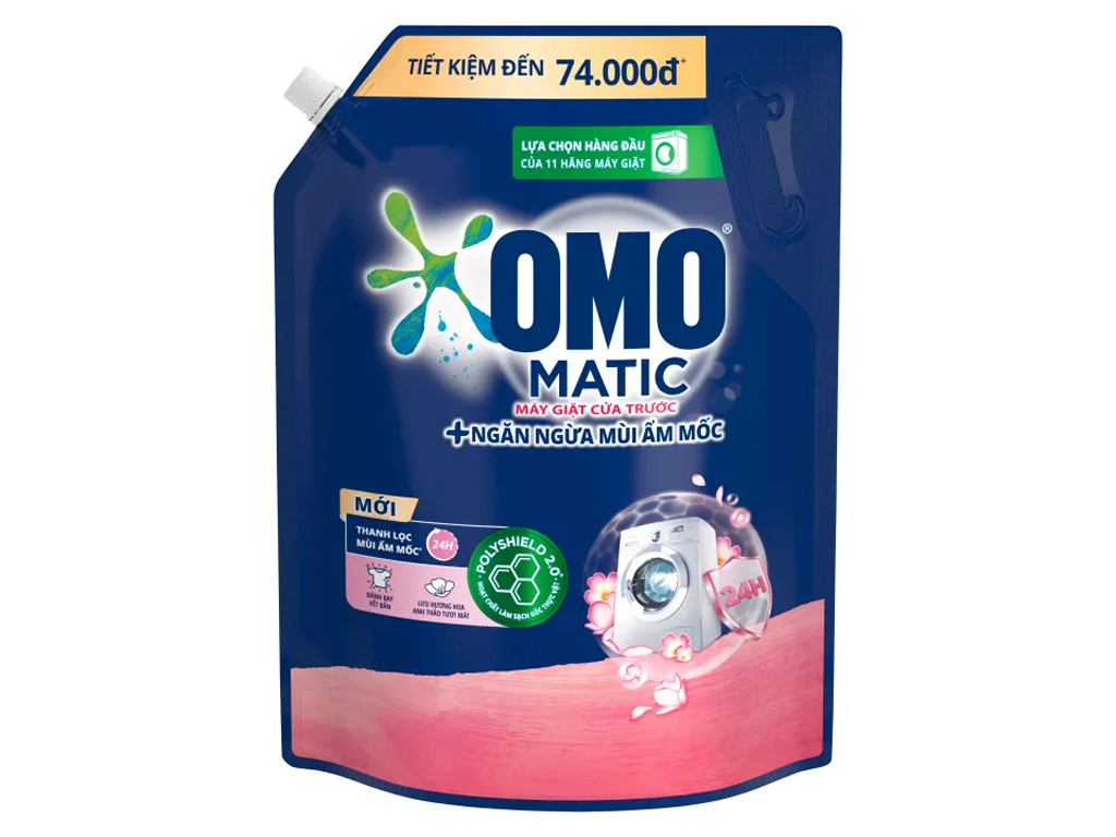 Nước giặt OMO Matic cửa trước ngăn mùi ẩm mốc túi 3.6kg 2