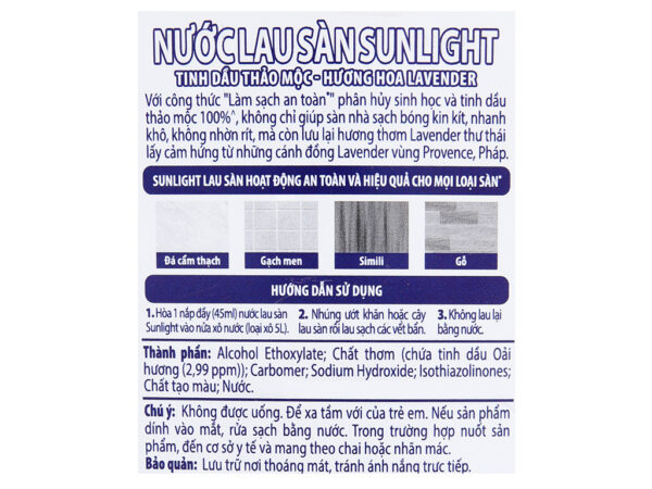 Nước lau sàn Sunlight Tinh Dầu Thảo Mộc Hương Lavender chai 1kg