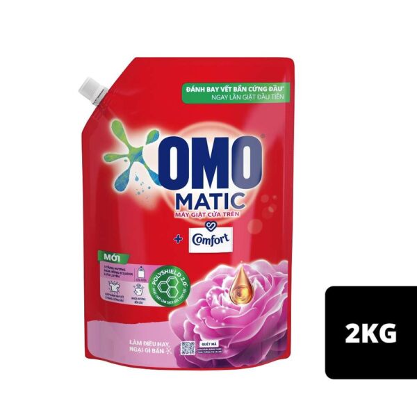 Nước giặt OMO Matic Comfort hương hoa hồng Ecuador túi 2kg