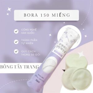 Bông Tẩy Trang Bora Hàn Quốc Tròn 150 Miếng