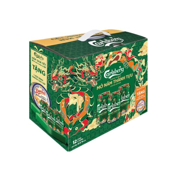 Bia Carlsberg Danish Pilsner 5% ABV Thùng 12 Lon 330ml Tặng Bánh Danisa