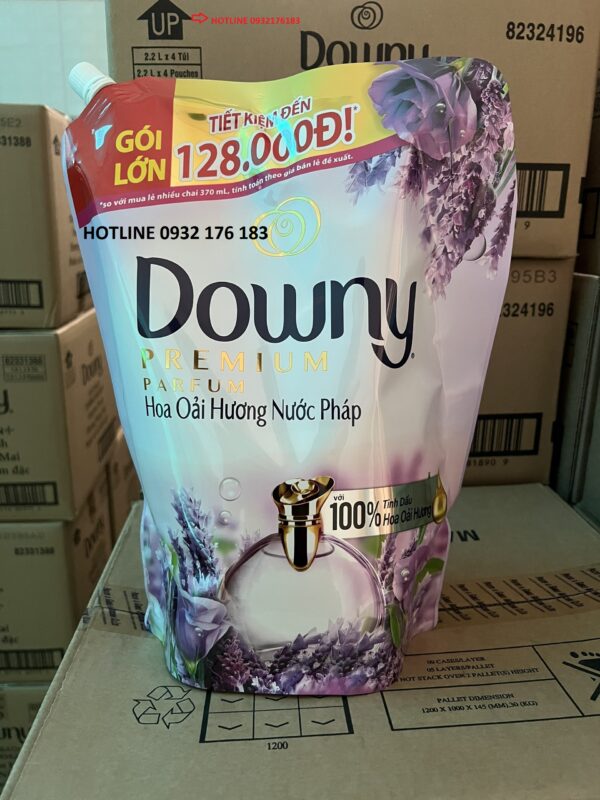 Nước xả vải Downy tinh dầu thiên nhiên hương hoa oải hương túi 2.2 lít