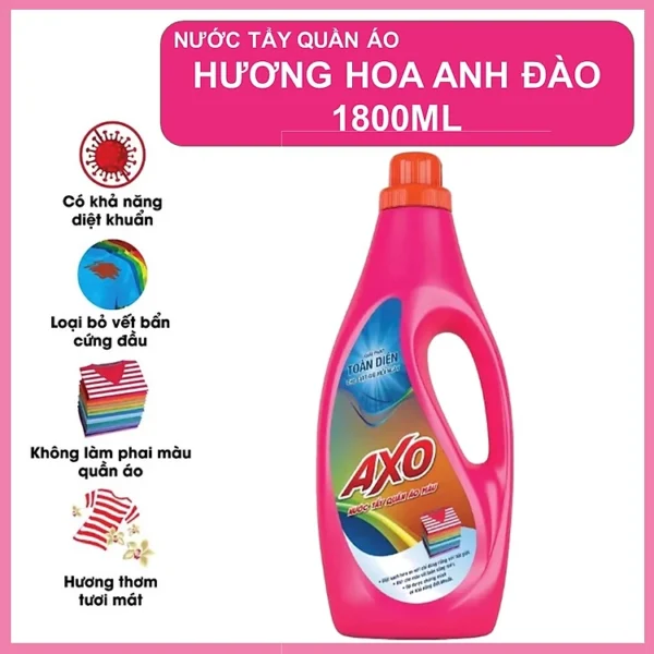 Nước Tẩy Quần Áo Màu AXO Hương Hoa Đào Chai 1.8L