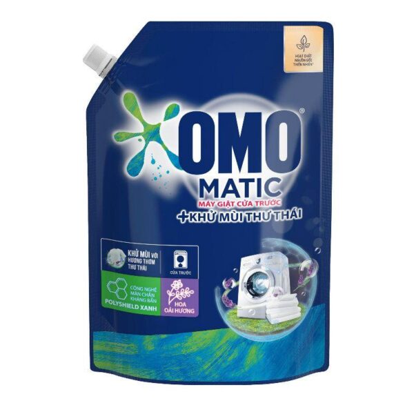 Nước giặt OMO Matic cửa trước khử mùi thư thái hương hoa oải hương túi 2kg