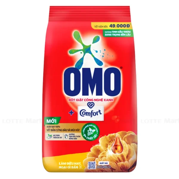 Bột Giặt Omo Comfort Tinh Dầu Thơm Nồng Nàn vàng Gói 2.6kg