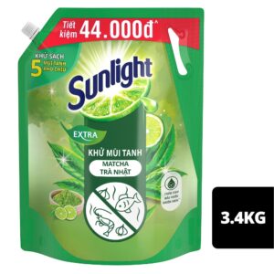 Nước Rửa Chén Bát Sunlight Trà Xanh Nhật Bản Khử Mùi Tanh Túi 3.4kg