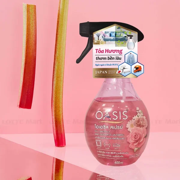 Xịt Khử Mùi Và Ngăn Ngừa Vi Khuẩn Trên Vải Oasis Hương Hoa Hồng Chai 400ml