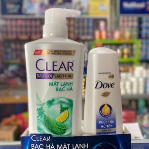 Dầu gội Clear bạc hà 630g TẶNG KÈM dầu xả Dove 140g