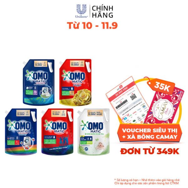 Nước Giặt OMO Matic Dịu Nhẹ Cho Em Bé Túi 2.9kg