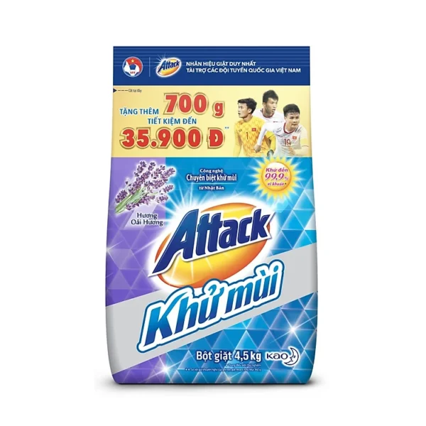 Bột Giặt Attack Khử Mùi Hương Oải Hương 4.5kg