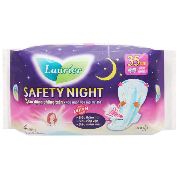 Băng Vệ Sinh Laurier Safety Night Đêm Siêu An Toàn 35cm 4 miếng