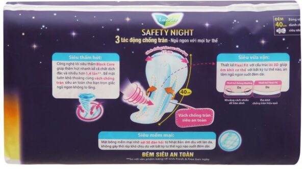 Băng vệ sinh ban đêm Laurier Safety Night 40cm gói 4 miếng