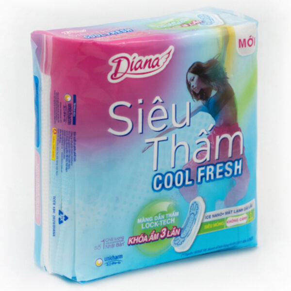 Băng Vệ Sinh Diana Siêu Thấm Cool Fresh Siêu Mỏng Không Cánh 8 Miếng