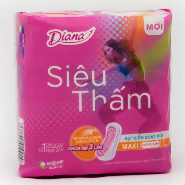 Băng vệ sinh Diana siêu thấm Maxi không cánh 8 miếng