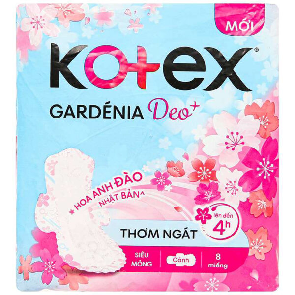 Băng Vệ Sinh Kotex Gardenia Deo+ Siêu Mỏng Cánh 23cm Gói 8 Miếng