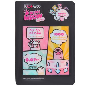 Băng Vệ Sinh Kotex Mini Meow Mỏng Cánh 24cm Gói 8 Miếng