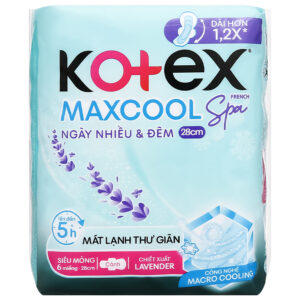 Băng Vệ Sinh Kotex Max Cool French Spa Siêu Mỏng Cánh Ngày nhiều & Đêm 6 miếng