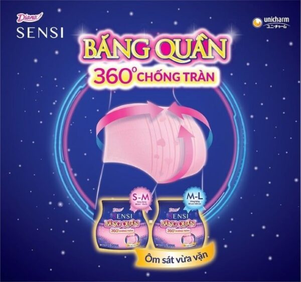 Băng Vệ Sinh Diana Sensi Băng Quần 360 Chống Tràn Size M-L