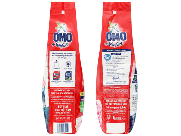 Bột Giặt Omo Comfort Tinh Dầu Thơm Nồng Nàn vàng Gói 2.6kg