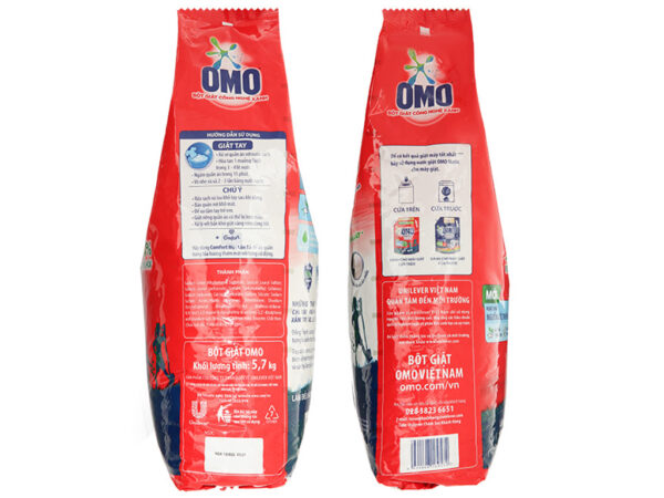 Bột giặt OMO công nghệ giặt xanh giúp xoáy bay vết bẩn loại bỏ mùi hôi túi 5.7kg