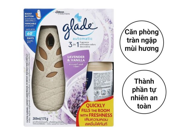 Bộ xịt phòng tự động Glade hương vani và hoa oải hương 175g