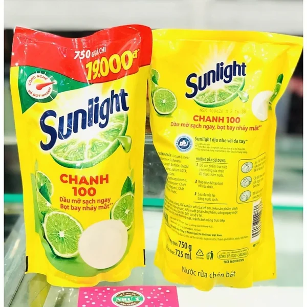 Nước Rửa Chén Sunlight Chanh 100 Chiết Xuất Chanh Tươi Túi 750G