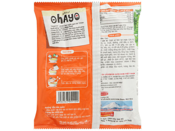 Cháo ăn liền Ohayo thịt bằm gói 60g