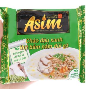 Cháo dinh dưỡng ASIM vị đậu xanh thịt bằm nấm đùi gà gói 74g