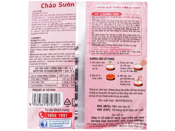 Cháo sườn Vifon gói 70g