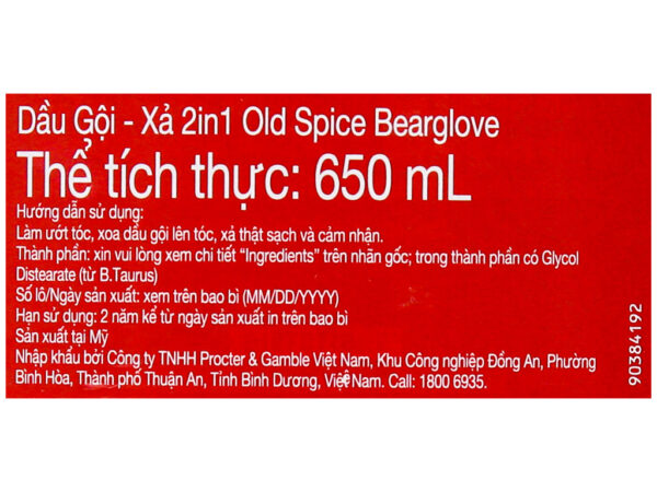 Dầu gội nước hoa Old Spice 2 In 1 hương hoang dã 650ml