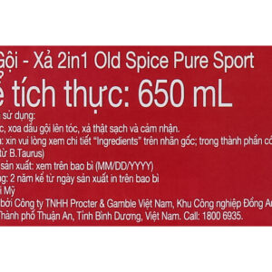 Dầu gội nước hoa Old Spice 2 In 1 hương thể thao 650ml