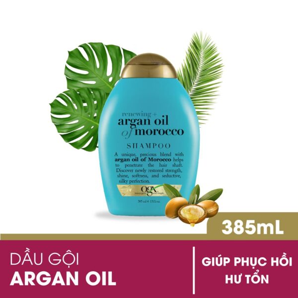 Dầu Gội OGX Argan Oil Xanh Giúp Phục Hồi Tóc Hư Tổn 385ml