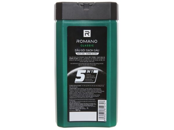 Dầu gội cao cấp Romano Classic 5in1 - chai 380g (xanh lá)