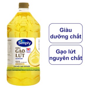 Dầu Gạo Lứt Simply Nguyên chất 100% Chai 2L