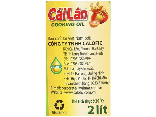 Dầu Thực Vật Tinh Luyện Cái Lân 2l