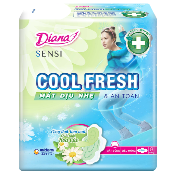 Băng Vệ Sinh Diana Sensi Cool Fresh Mát Dịu Hoa Cúc 10M