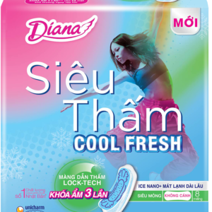 Băng Vệ Sinh Diana Siêu Thấm Cool Fresh Siêu Mỏng Không Cánh 8 Miếng