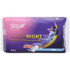 Băng Vê Sinh Diana Super Night Siêu Bảo Vệ Có Cánh 35CM Gói 3 Miếng