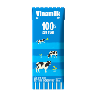 Sữa tươi tiệt trùng ít đường Vinamilk 100% Sữa tươi hộp 180ml