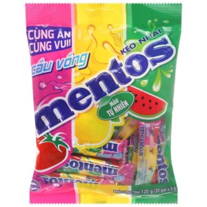 Kẹo nhai Mentos cầu vồng hương trái cây gói 120g