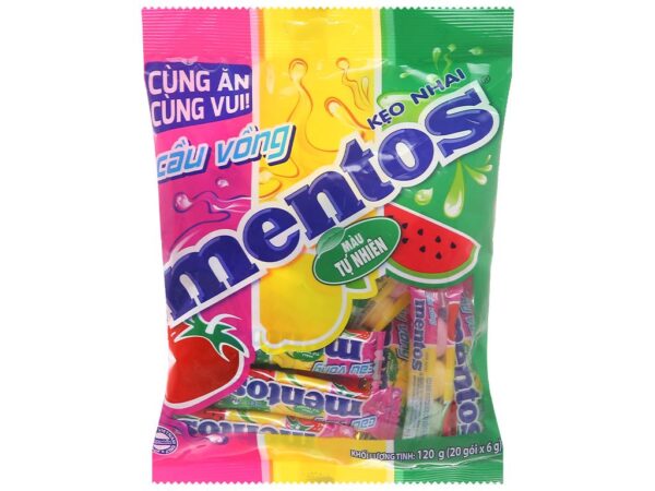 Kẹo nhai Mentos cầu vồng hương trái cây gói 120g