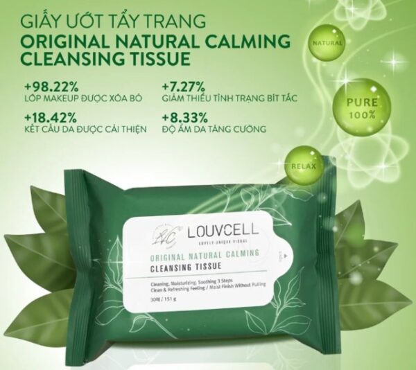 Khăn ướt tẩy trang Louv Cell Original Natural 50G