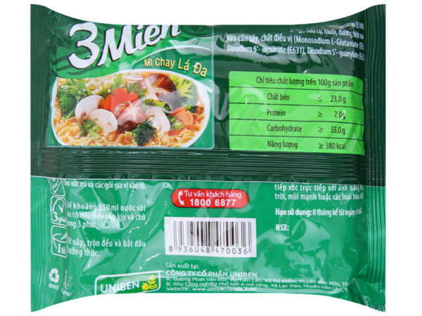 Mì 3 Miền Chay Lá Đa Gói 65G