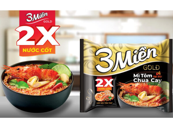 Mì 3 Miền Gold tôm chua cay đặc biệt gói 75g