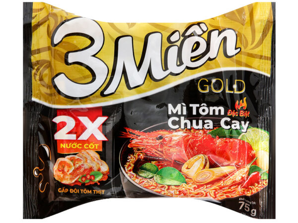 Mì 3 Miền Gold tôm chua cay đặc biệt gói 75g